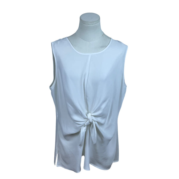 Liz Claiborne Women's White Sleeveless Top With Front Tie Detail Size L