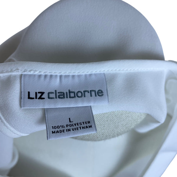 Liz Claiborne Women's White Sleeveless Top With Front Tie Detail Size L
