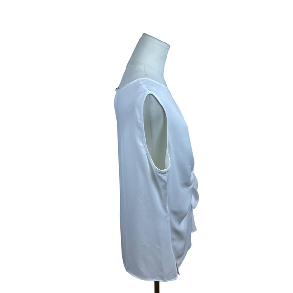 Liz Claiborne Women's White Sleeveless Top With Front Tie Detail Size L