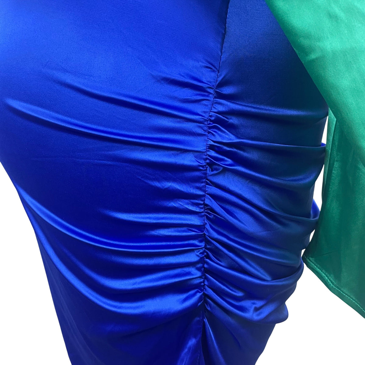 Fashion To Figure Green & Blue Women's Cutout Mini Dress With Long Sleeves Sz 2