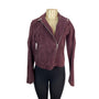 Aqua Womens Burgundy Genuine Leather Jacket With Zipper & Snap Collar Sz XS