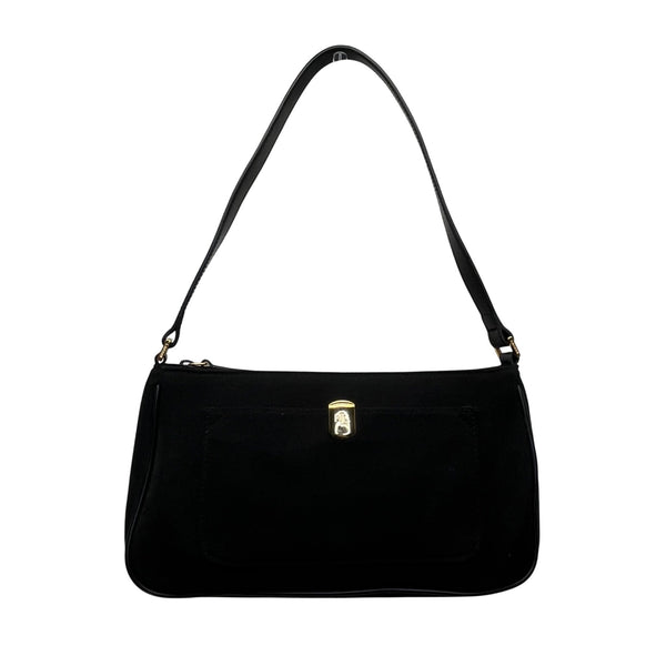 Lauren Ralph Lauren Women’s Black Gold Signature Detail Suede Style Purse Size S