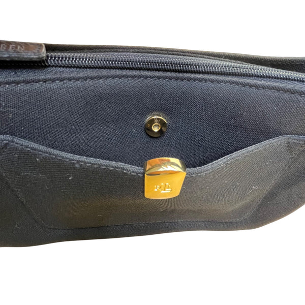 Lauren Ralph Lauren Women’s Black Gold Signature Detail Suede Style Purse Size S
