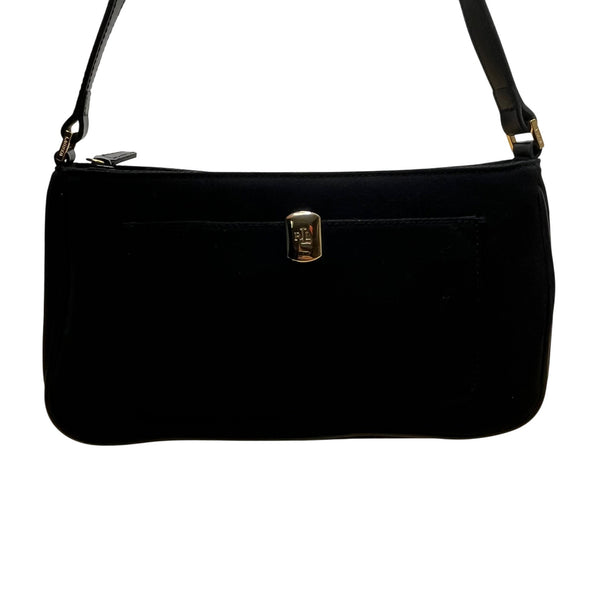 Lauren Ralph Lauren Women’s Black Gold Signature Detail Suede Style Purse Size S