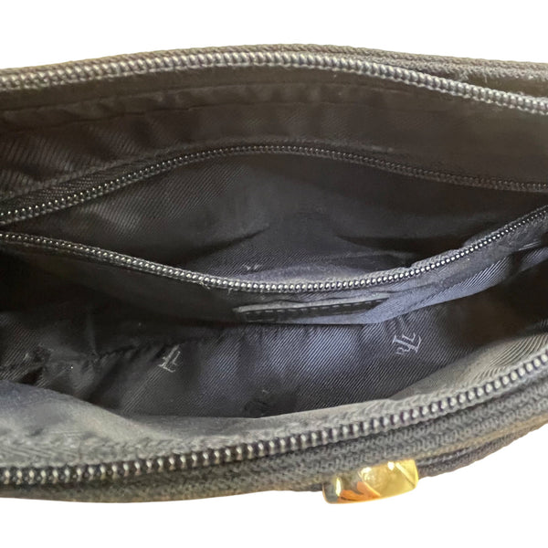 Lauren Ralph Lauren Women’s Black Gold Signature Detail Suede Style Purse Size S