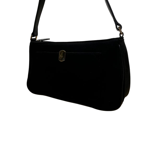 Lauren Ralph Lauren Women’s Black Gold Signature Detail Suede Style Purse Size S