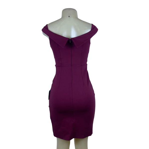 Lulus Women's Burgundy Bodycon Dress Off-Shoulder Slit Detail Size S - New