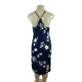 Soprano Womens Navy Floral Print Halter Sleeveless Midi Dress Sz S - New