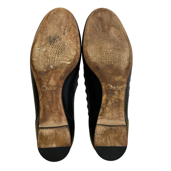 Chloé Women’s Black Scalloped Leather Ballet Flats Size 7US