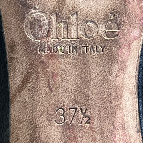 Chloé Women’s Black Scalloped Leather Ballet Flats Size 7US