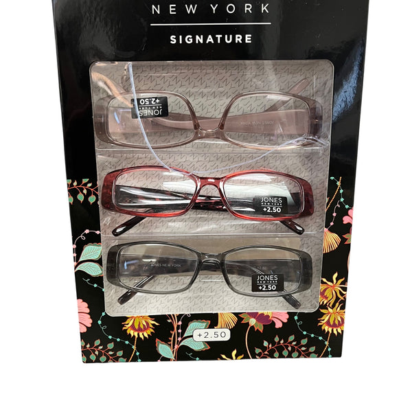 Jones New York Womens Multi-Color Plastic Reading Glasses Set 3-Pack +2.50 Diopter