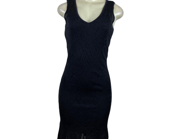 Ralph Lauren Women's Black Knit Sleeveless Sheath Dress Flared Hem Sz S