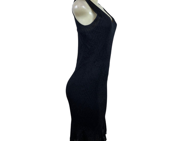 Ralph Lauren Women's Black Knit Sleeveless Sheath Dress Flared Hem Sz S