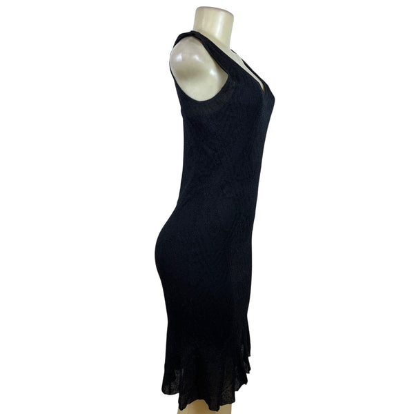 Ralph Lauren Women's Black Knit Sleeveless Sheath Dress Flared Hem Sz S
