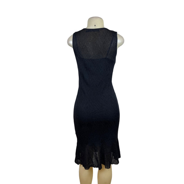 Ralph Lauren Women's Black Knit Sleeveless Sheath Dress Flared Hem Sz S