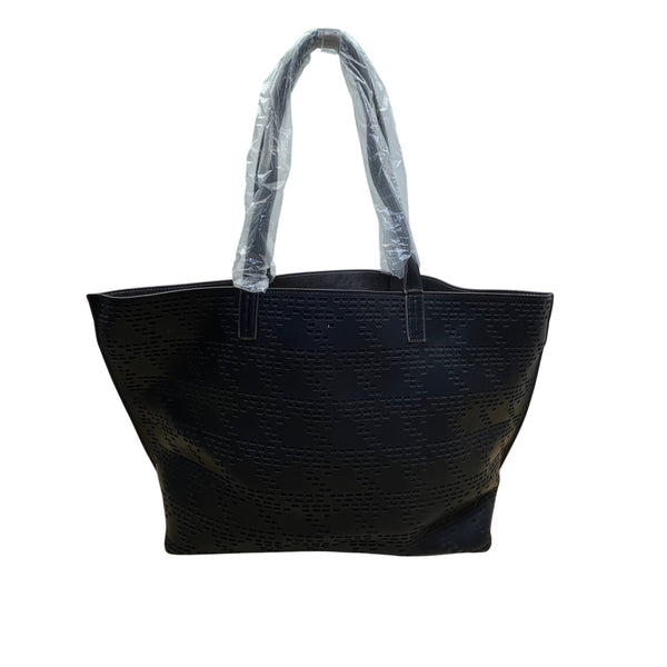 Echo Women’s Black Faux Leather Perforated Design carryall Tote Bag Size L