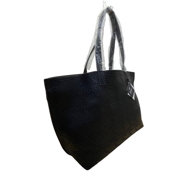 Echo Women’s Black Faux Leather Perforated Design carryall Tote Bag Size L