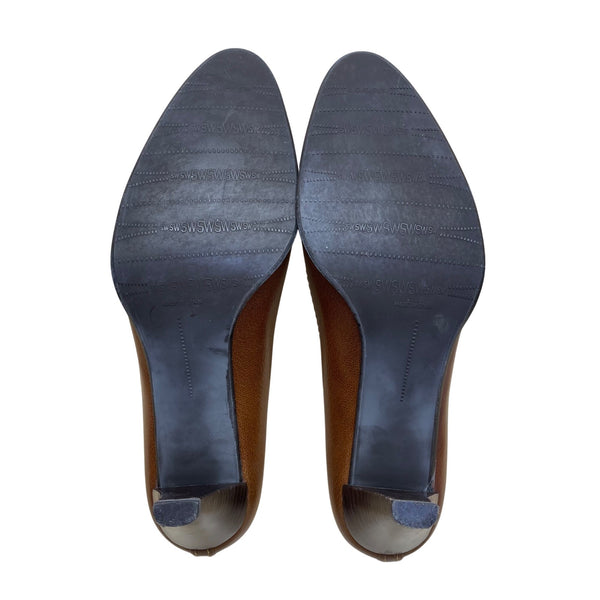 Stuart Weitzman Women’s Brown Leather Slip On Bow High Heel Dress Pumps Size 7N