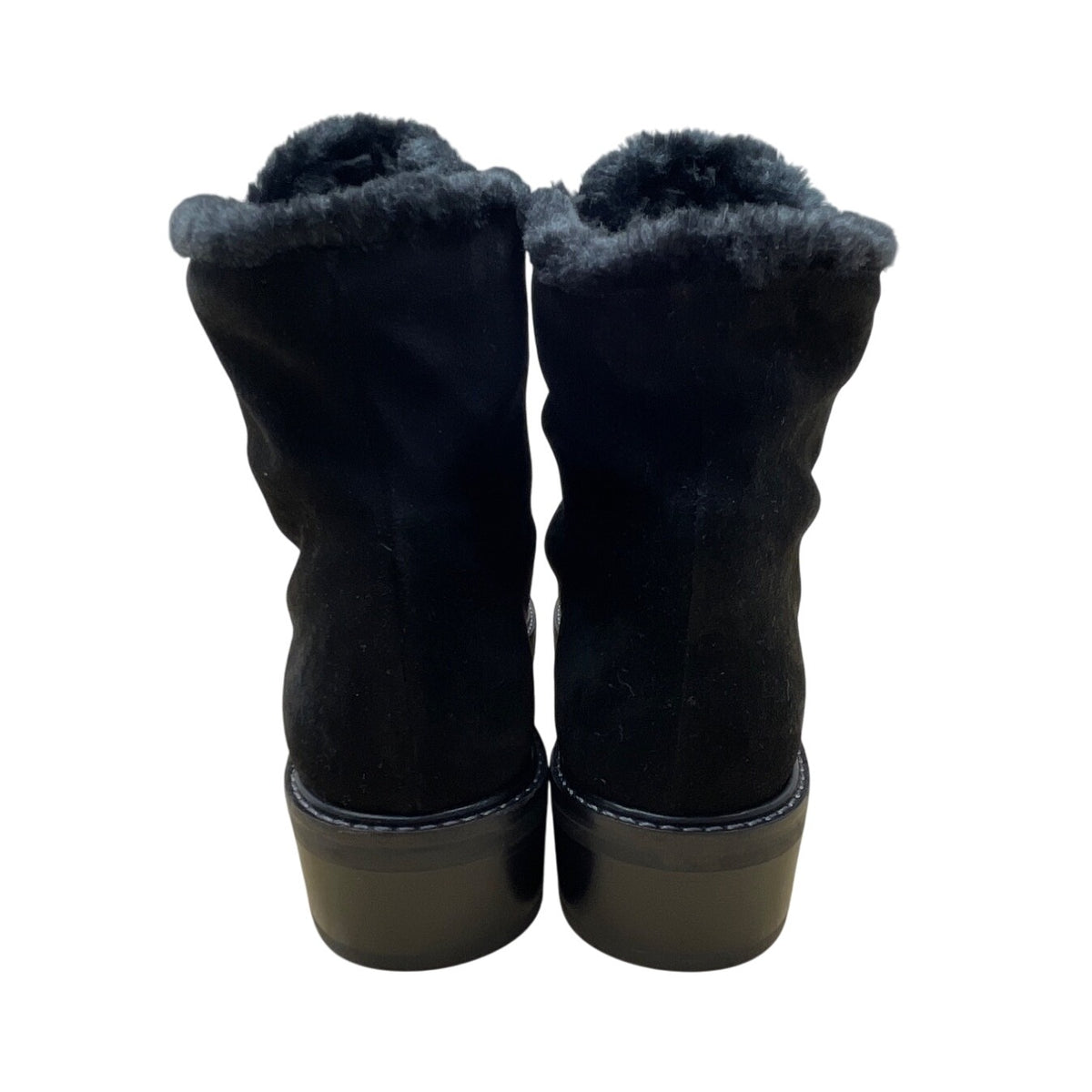 Stuart Weitzman Women’s Black Suede & Shearling Embellished Ankle Boots Sz 10.5M