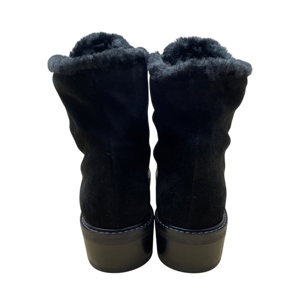 Stuart Weitzman Women’s Black Suede & Shearling Embellished Ankle Boots Sz 10.5M