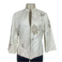Chicos Womens Ivory Embroidered Open Front Jacket Floral Design Size 1