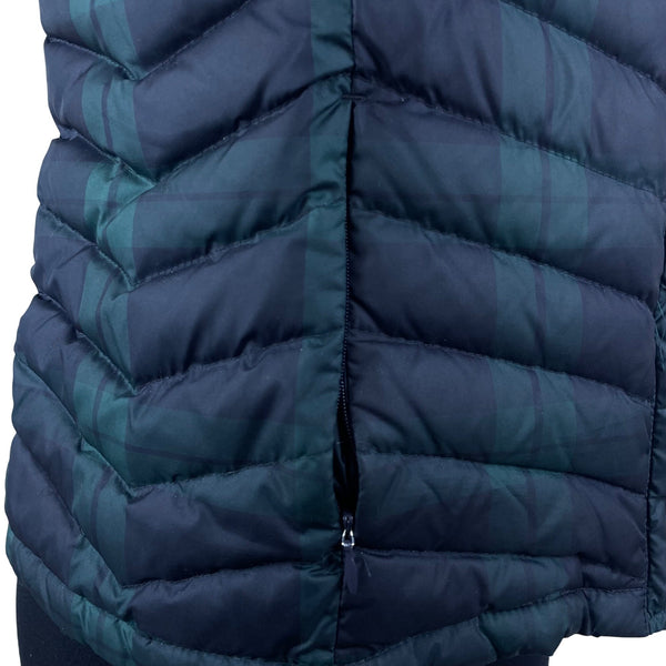 Talbots Womens Navy Green Puffer Vest Plaid Print Medium Insulated Lightweight