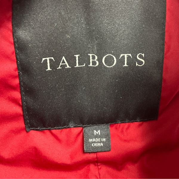Talbots Womens Navy Green Puffer Vest Plaid Print Medium Insulated Lightweight