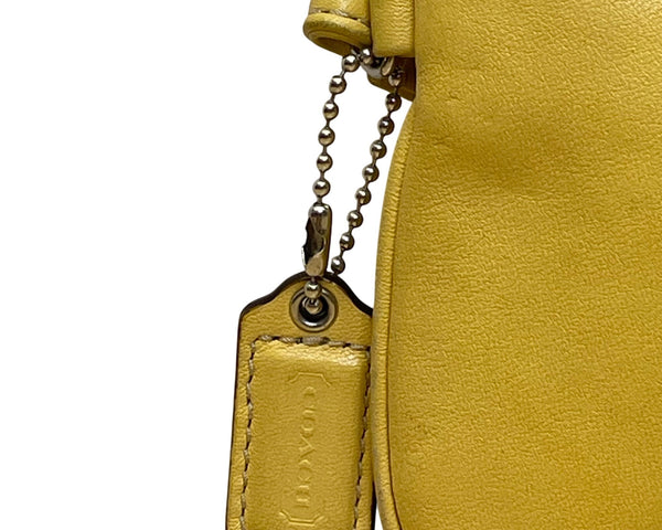 Coach Women’s Yellow Leather With Strap & Tag Wristlet Pouch Handbag Size S