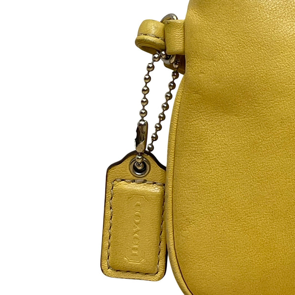 Coach Women’s Yellow Leather With Strap & Tag Wristlet Pouch Handbag Size S