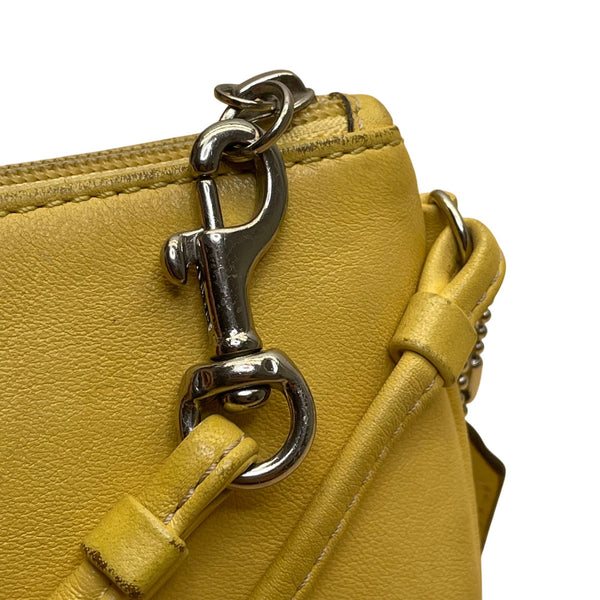 Coach Women’s Yellow Leather With Strap & Tag Wristlet Pouch Handbag Size S
