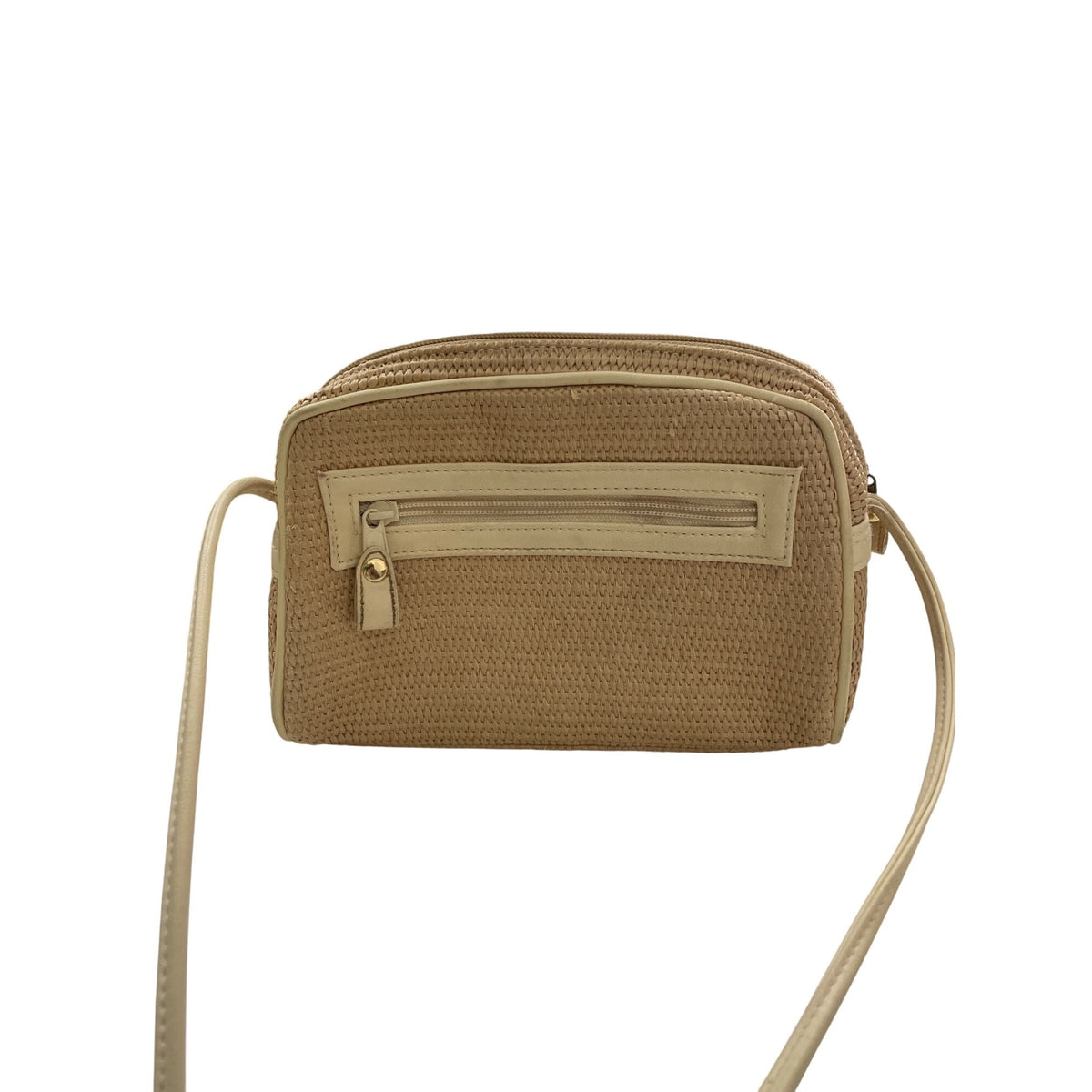 Etienne Aigner Womens Beige Woven Crossbody Bag With Leather Trim