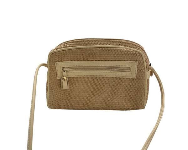 Etienne Aigner Womens Beige Woven Crossbody Bag With Leather Trim