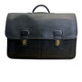 Vintage Coach Black Leather With Dual Buckle Closures & Top Handle Messenger Bag