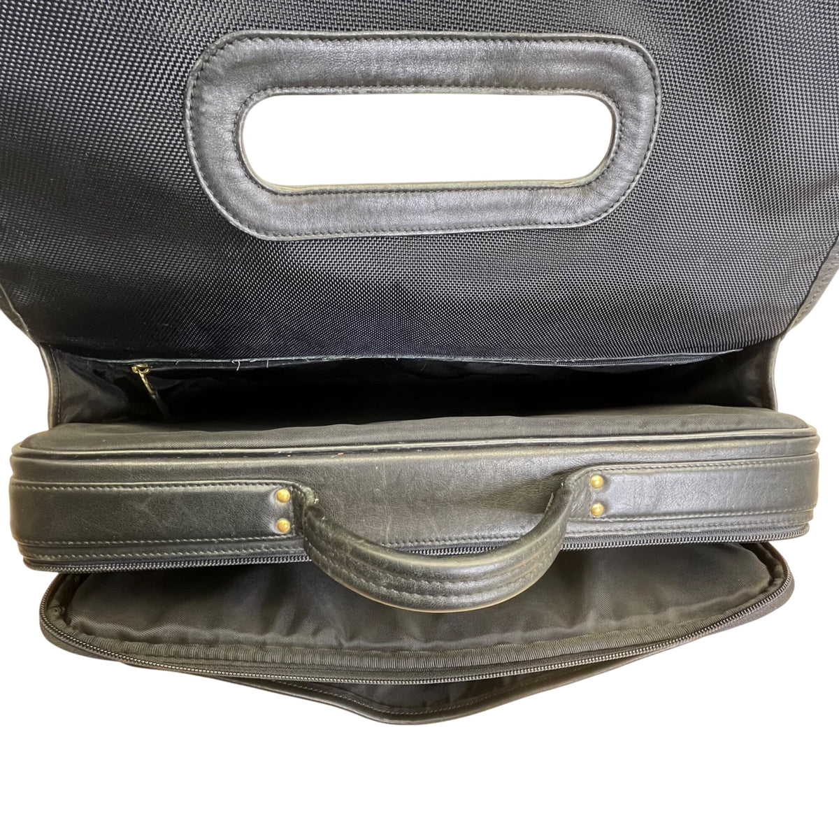 Vintage Coach Black Leather With Dual Buckle Closures & Top Handle Messenger Bag