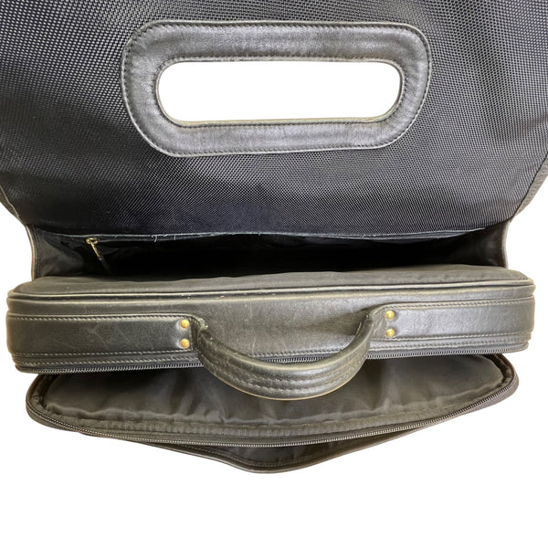 Vintage Coach Black Leather With Dual Buckle Closures & Top Handle Messenger Bag