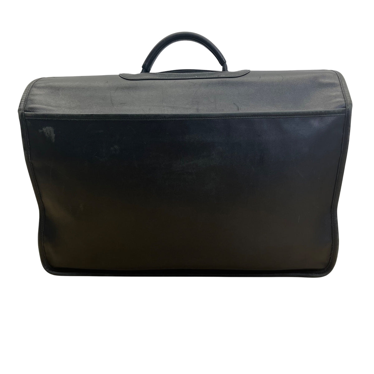 Vintage Coach Black Leather With Dual Buckle Closures & Top Handle Messenger Bag