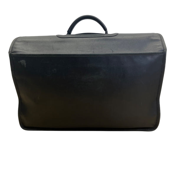 Vintage Coach Black Leather With Dual Buckle Closures & Top Handle Messenger Bag