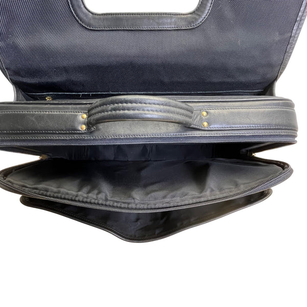 Vintage Coach Black Leather With Dual Buckle Closures & Top Handle Messenger Bag