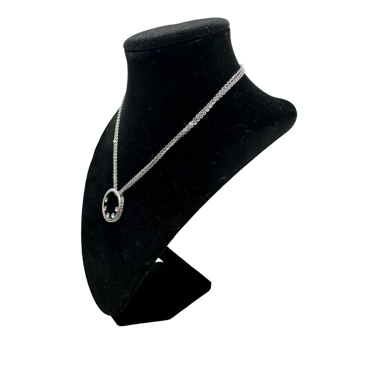 Pendant Multicolored Crystal with Silver Tone Chain