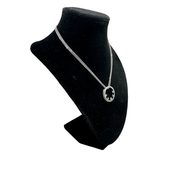Pendant Multicolored Crystal with Silver Tone Chain