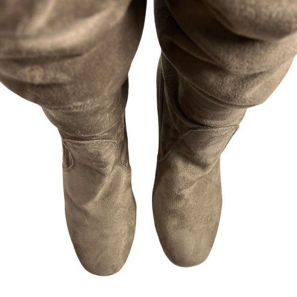 Chinese Laundry Women's Khaki Suede Knee High Slouchy Heeled Boots Sz 10 - NWOB