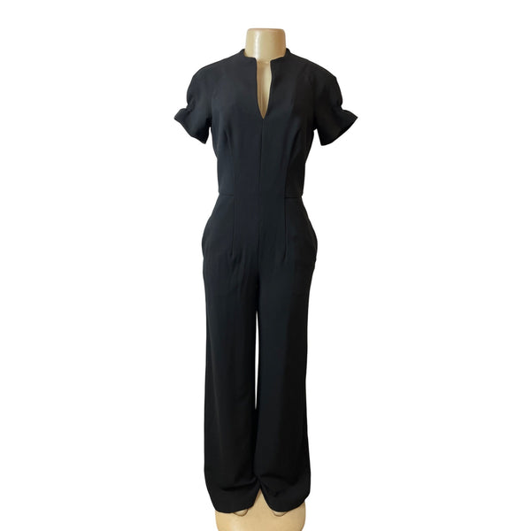 Black Halo Short Sleeve Womens Jumpsuit With Keyhole Neck Sz 4 - New
