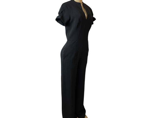 Black Halo Short Sleeve Womens Jumpsuit With Keyhole Neck Sz 4 - New