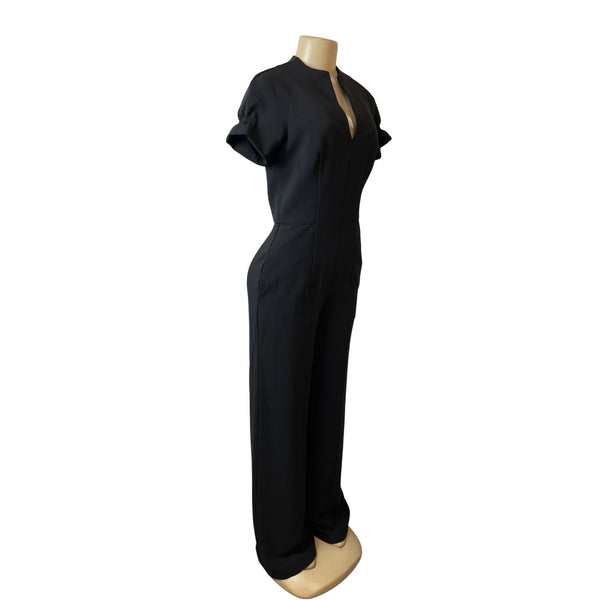 Black Halo Short Sleeve Womens Jumpsuit With Keyhole Neck Sz 4 - New