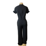 Black Halo Short Sleeve Womens Jumpsuit With Keyhole Neck Sz 4 - New