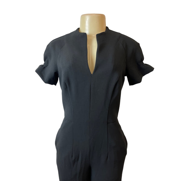 Black Halo Short Sleeve Womens Jumpsuit With Keyhole Neck Sz 4 - New