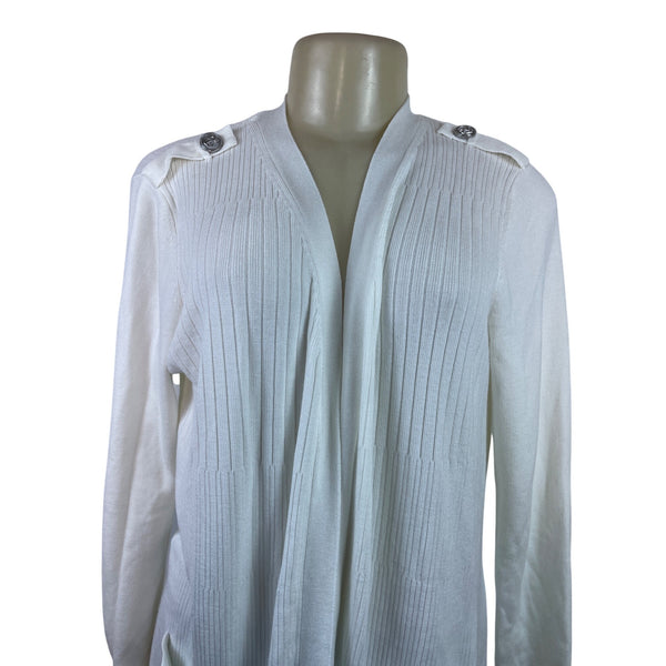 White Women’s Knit Open-Front Cardigan By Belle River Gravel Sz S