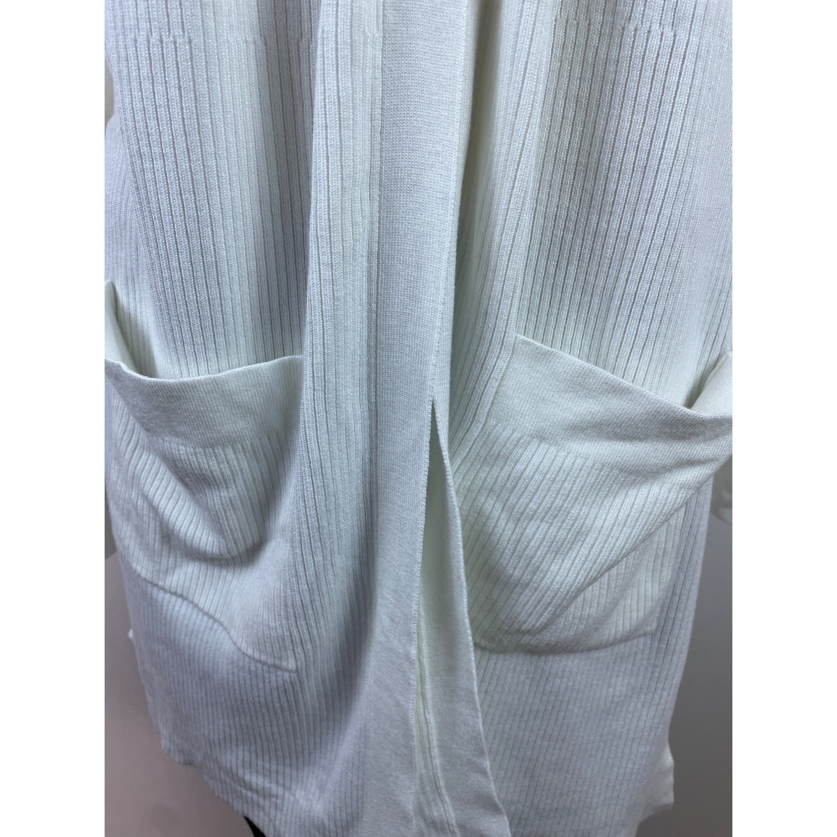 White Women’s Knit Open-Front Cardigan By Belle River Gravel Sz S