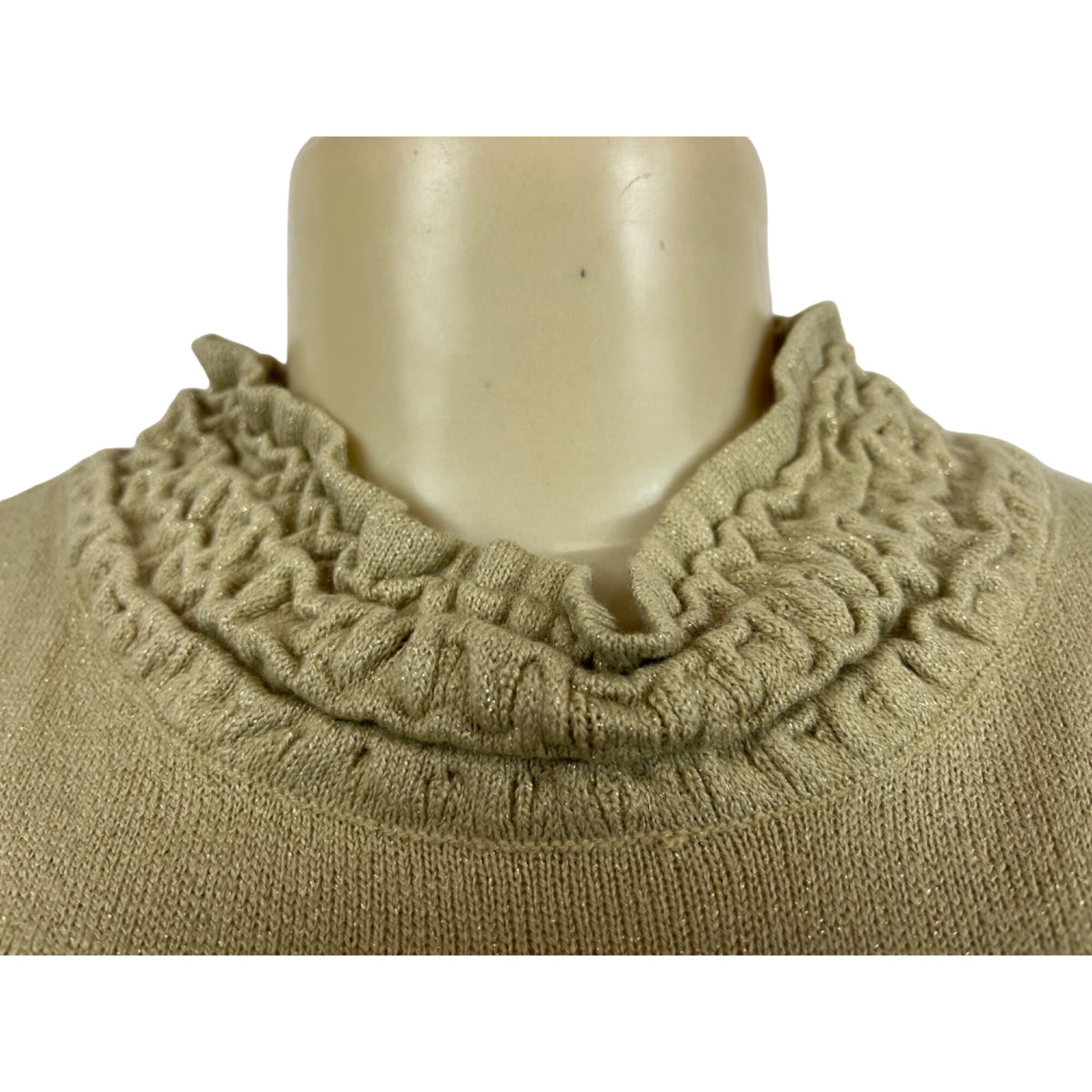 Sagharbor Women's Beige Long Sleeve Blouse Ruffle Collar Shirt Size XL