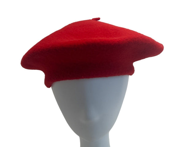 Unisex Crimson Red French Style Basque Beret - One Size